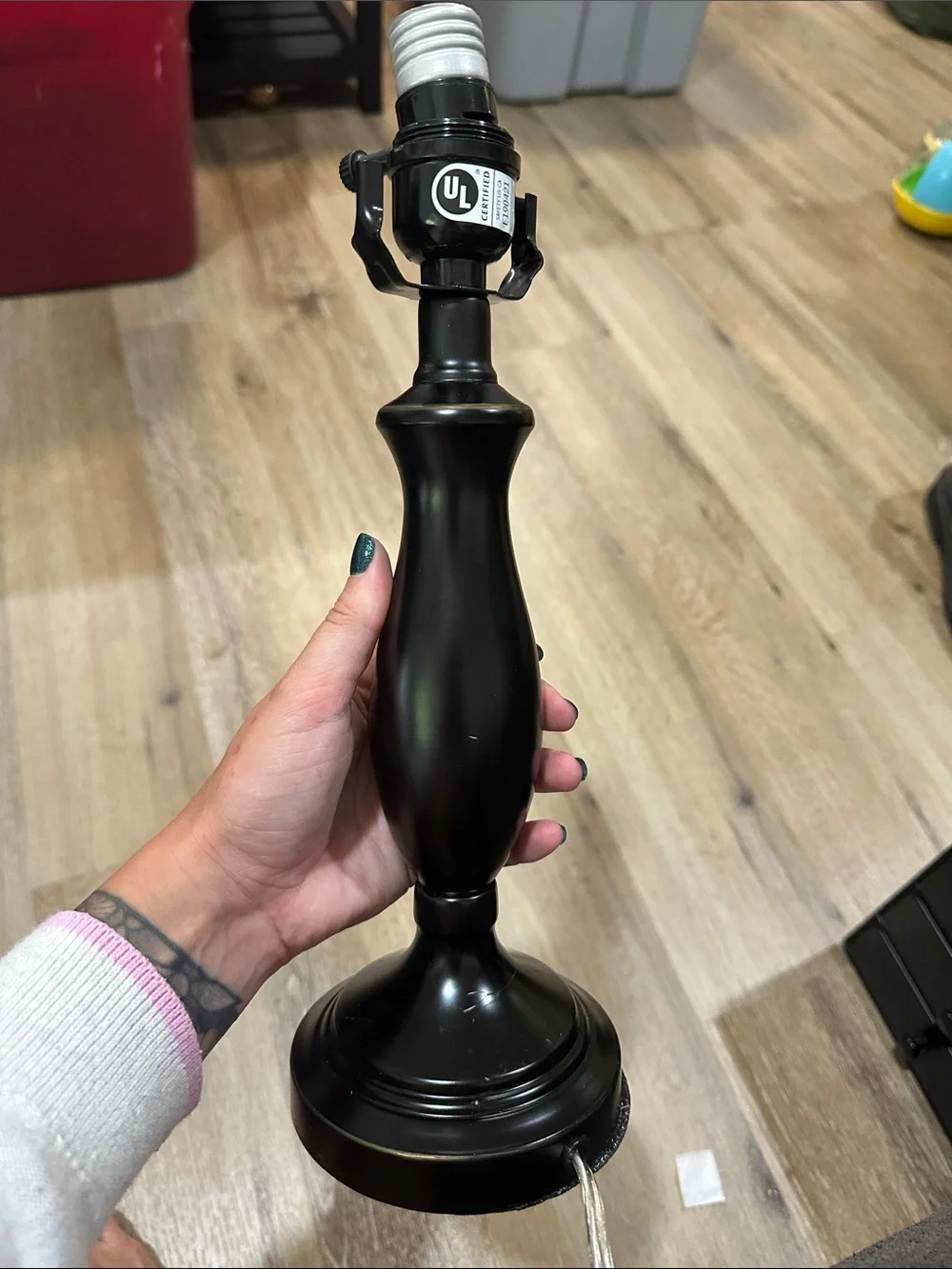 Black Table Lamp Base - Classic Curved Design has minor scratch 12 in base